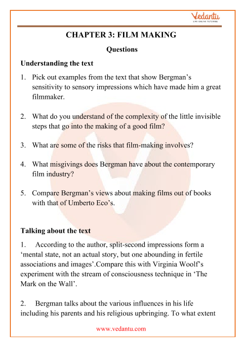 NCERT Solutions for Class 12 English Kaleidoscope Chapter 3 part-1