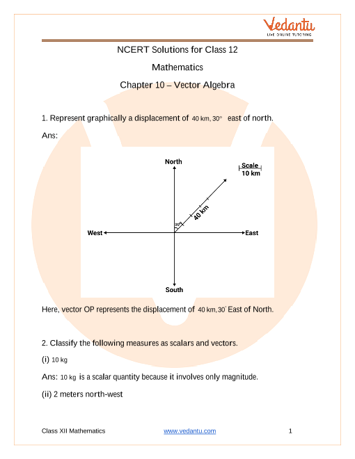Access NCERT Solutions for Class-12 Maths Chapter 10 – Vector Algebra part-1
