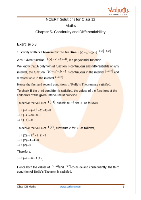 NCERT Solutions for Class 12 Maths Chapter 5 Continuity and Differentiability (Ex 5.8) Exercise 5.8 part-1