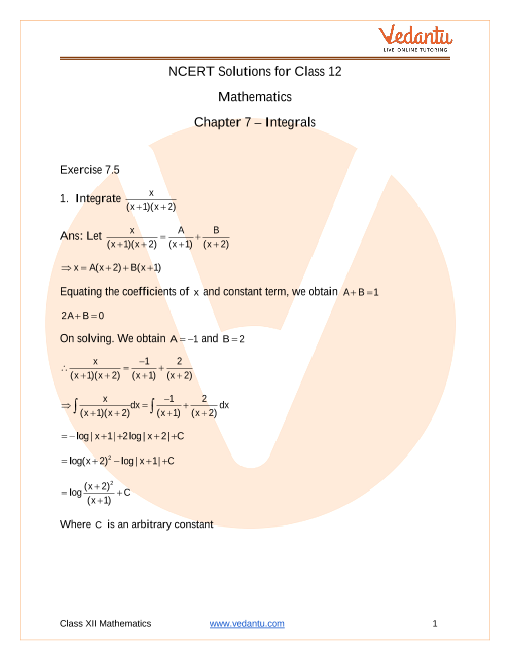 Access NCERT Solutions for class 12 Maths Chapter 7 – Integrals part-1