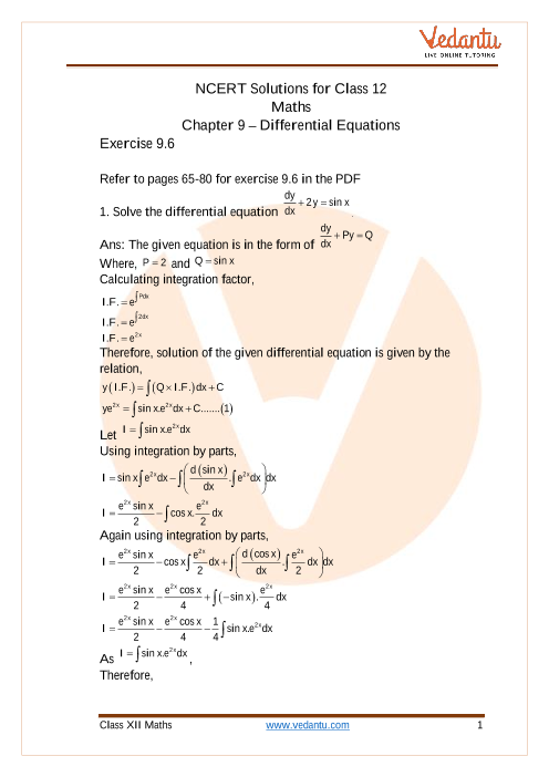 Access NCERT Solutions for Class 12 Chapter 9 – Differential Equations part-1
