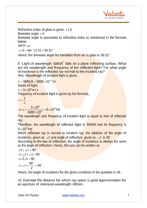 NCERT Solutions Class 12 Physics Chapter 10 Wave Optics Free PDF