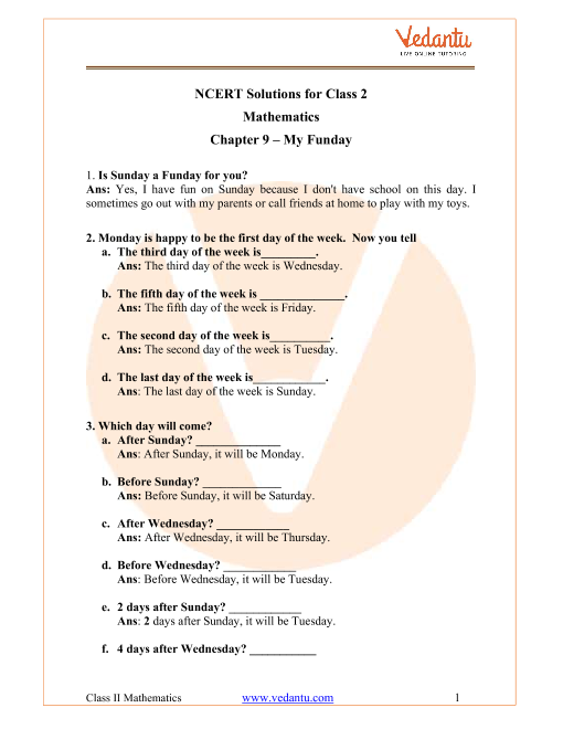 NCERT Solutions for Class 2 Maths Chapter 9 part-1