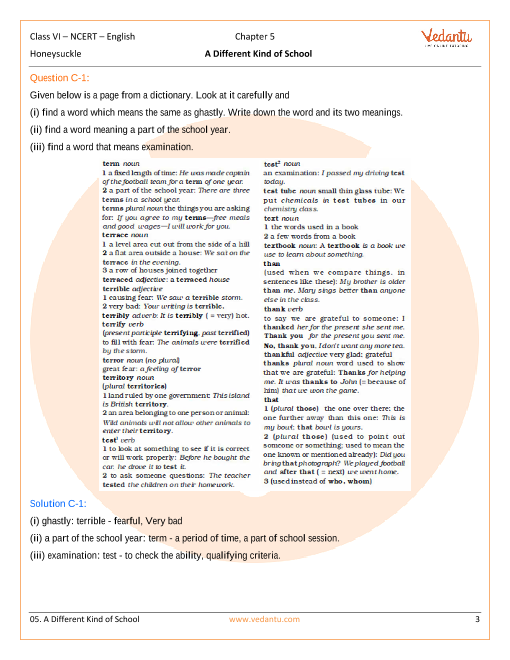 NCERT Solutions For Class 6 English Unit 5 - A Different Kind Of School |  Download Solutions PDF