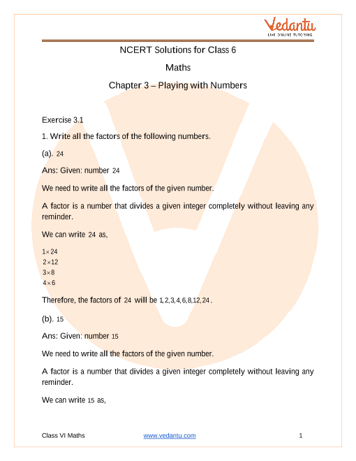 NCERT Solutions for Class 6 Maths Chapter 3 part-1