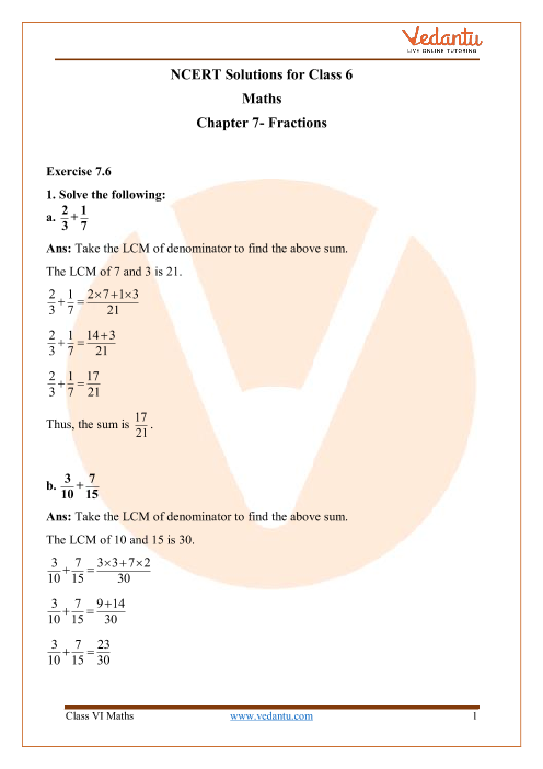 Access NCERT Solutions for Class 6 Maths Chapter 7- Fractions part-1