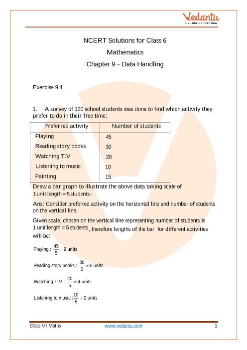 Access NCERT Solutions for Class 6 Mathematics Chapter 9 – Data Handling part-1