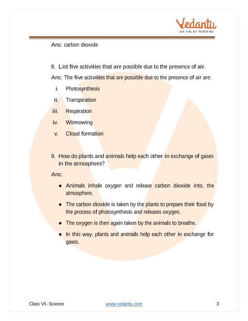 NCERT Solutions for Class 6 Science Chapter 15 Air Around Us - Free PDF