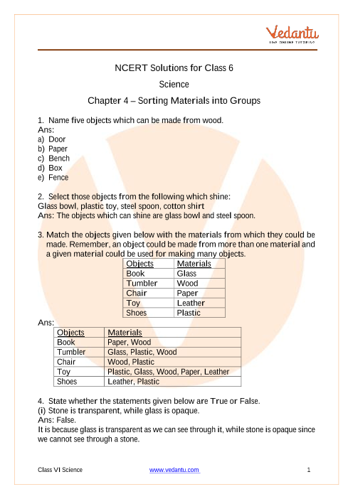 class 6 science chapter 4 assignment