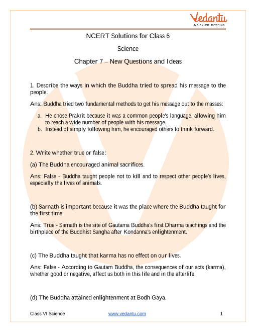 NCERT Solutions for Class 6 History Chapter 6 New Questions and Ideas