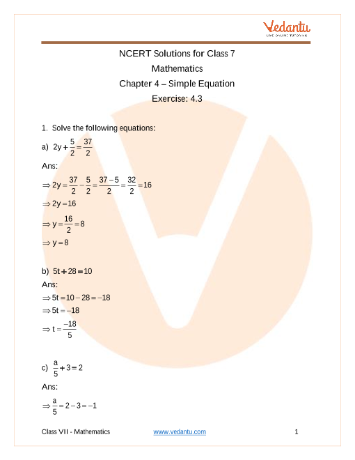 Access NCERT Solutions for Class 7 Maths Chapter 4 – Simple Equation part-1