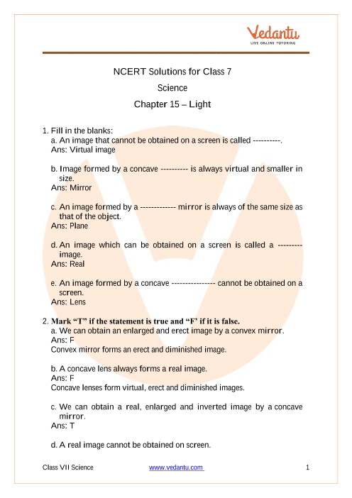 Access NCERT Solutions for Class 7 Science  Chapter 15 – Light part-1