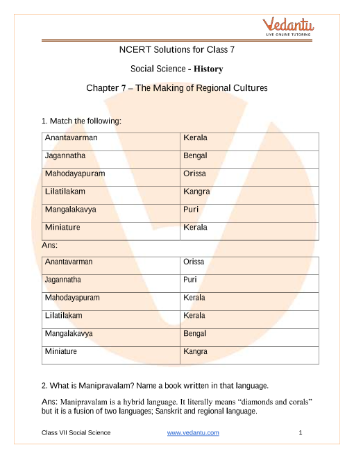 NCERT Solutions for Class 7 Social Science Our Pasts-2 Chapter-7