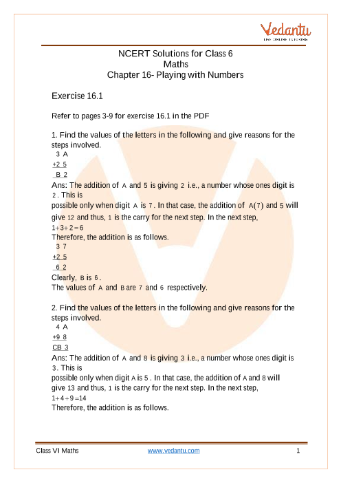 NCERT Solutions for Class 8 Maths Chapter 16 Playing with Numbers (EX 16.1) Exercise 16.1 part-1