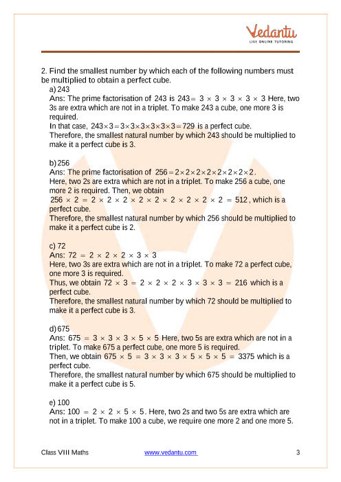 Ncert Solutions For Class 8 Maths Chapter 7 Cubes And Cube Roots