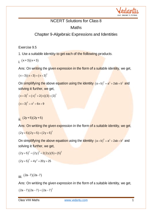 Access NCERT Solutions for Class 8 Maths Chapter 9-Algebraic Expressions and Identities part-1