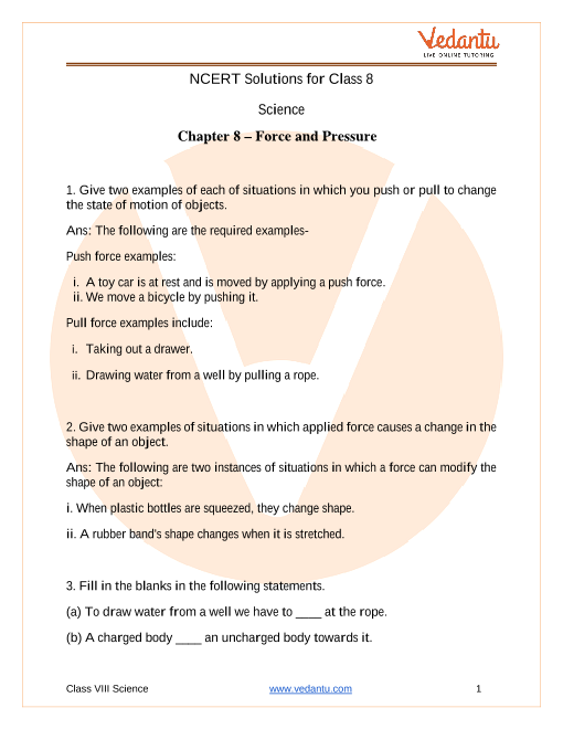 assignment of class 8 science