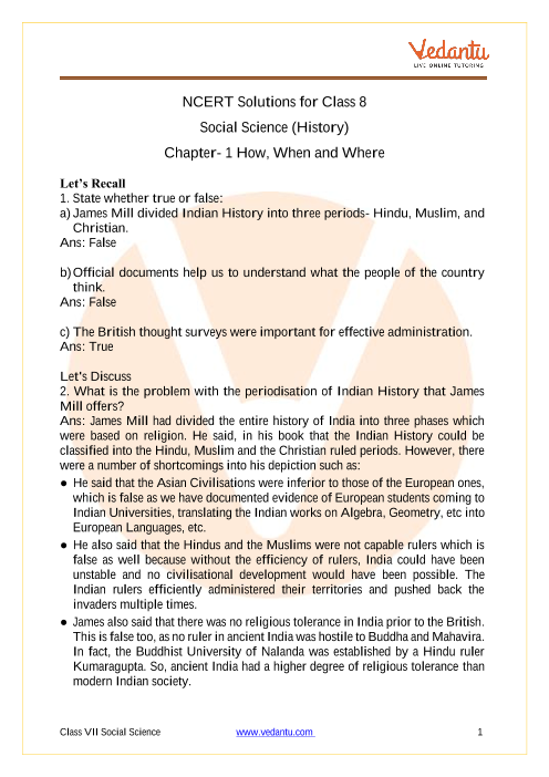 NCERT Solutions for Class 8 Social Science History Our Pasts-3 Chapter-1 part-1