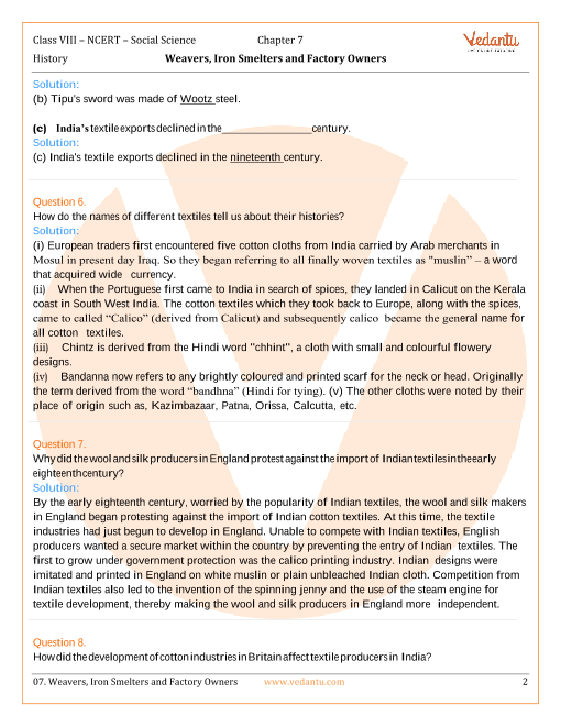 Ncert Solutions For Class 8 Social Science History Our Pasts 3 Chapter 7 Ncert Solutions For Class 8 Social Science History Our Pasts 3 Chapter 7