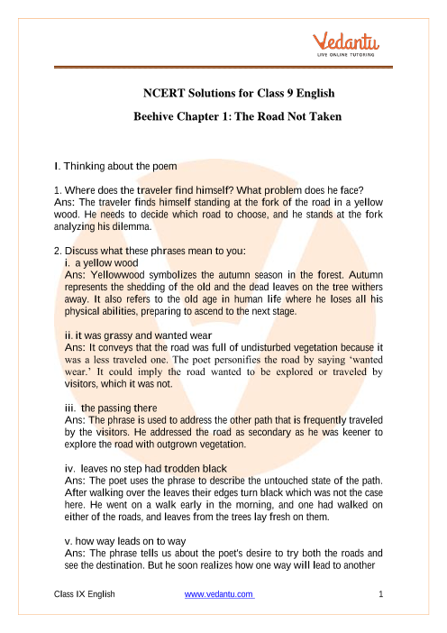 the road not taken by robert frost summary pdf