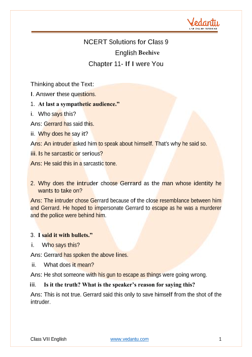 Ncert Solutions For Class 9 English Beehive Chapter 11 If