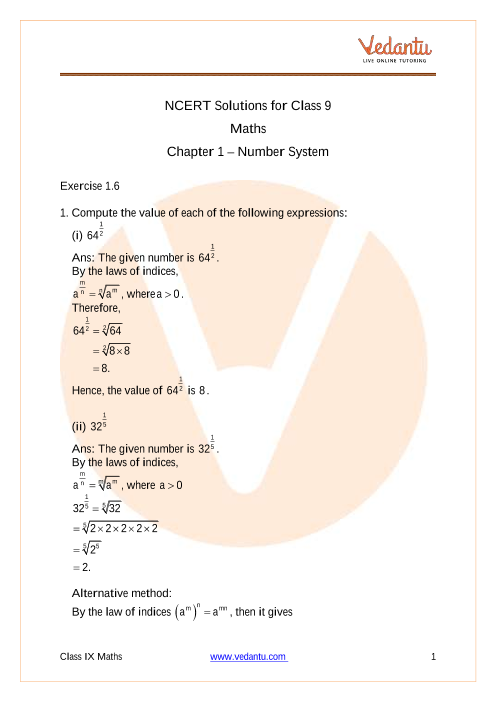 Access NCERT Solutions for Class 9 Maths Chapter 1 – Number System part-1