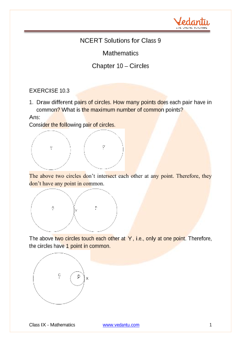Access NCERT Solutions for Class 9 Maths Chapter-10 Circles part-1