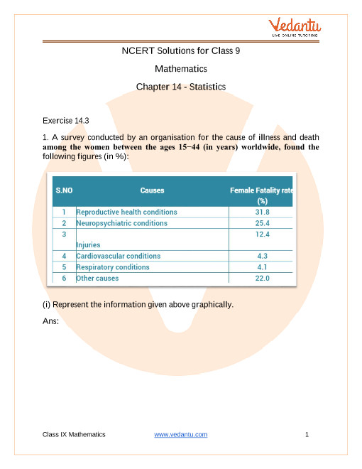 Access NCERT Answers for class 9 Mathematics Chapter 14 - Statistics part-1