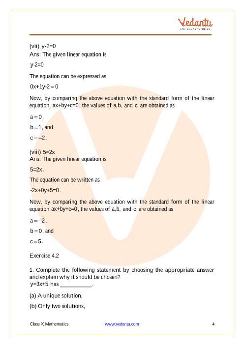 Ncert Solutions For Class 9 Maths Chapter 4 Linear Equations In Two Variables