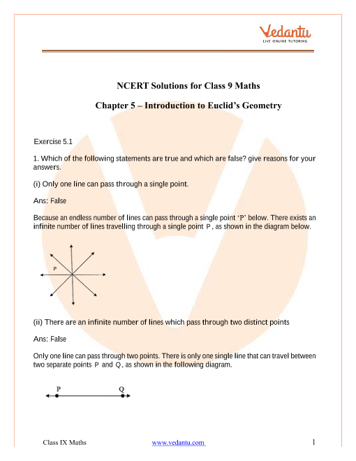 Ncert Solutions For Class 9 Maths Chapter 5 Introduction To