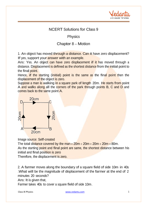 Access NCERT Solutions for Class 9 Science Chapter 8 – Motion part-1