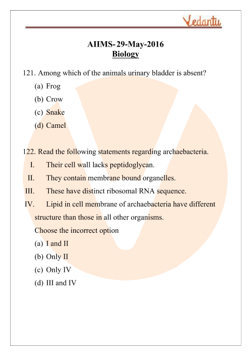 AIIMS 2016 Biology Question Paper part-1