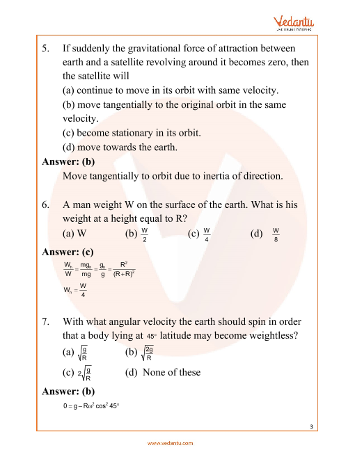 Neet Gravitation Important Questions