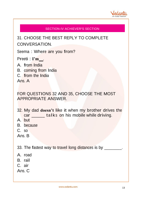 English Olympiad For Class 4 Worksheets Pdf With Answers