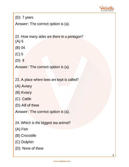 Important Questions for Class 2 IGKO 2022-23 Free PDF