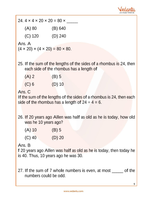 Imo Maths Olympiad Sample Paper 1 For Class 4 With Solutions