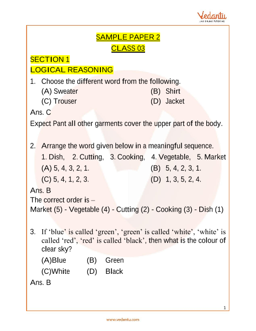 Imo Maths Olympiad Sample Paper 2 For Class 3 With Solutions