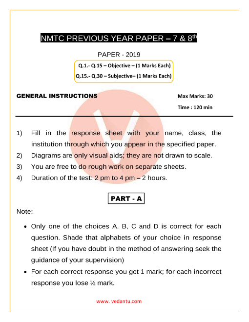 NMTC Questions paper (Grade 7 & 8) part-1