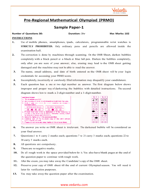 Pre RMO Sample Paper 1 part-1