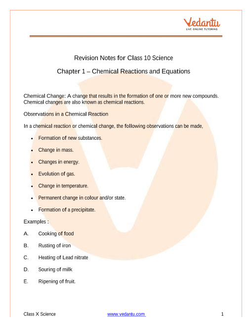 chemistry assignment topics for class 10