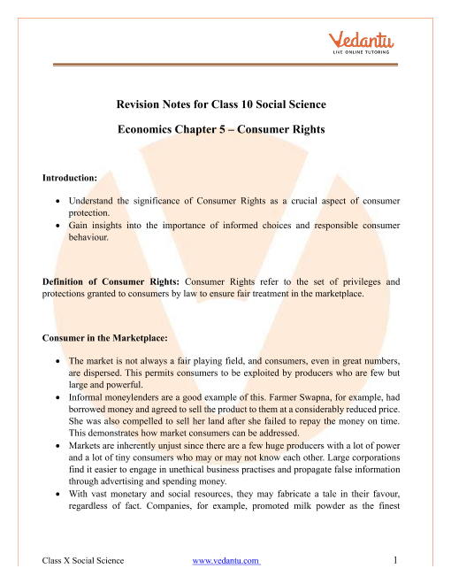 short case study on consumer rights class 10