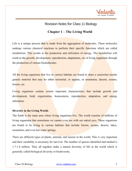 case study questions class 11 biology chapter 1