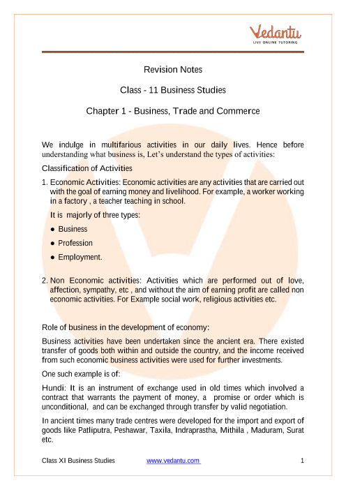 case study of business trade and commerce class 11
