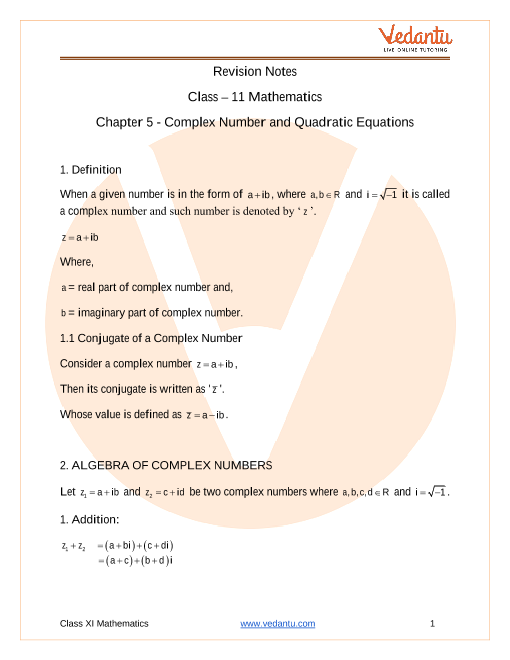 complex-numbers-and-quadratic-equations-class-11-notes-cbse-maths-chapter-5-pdf