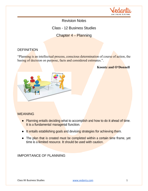 business studies class 12 planning notes