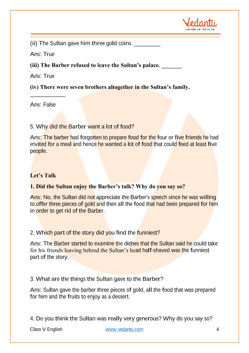 The Talkative Barber Class 5 Notes CBSE English Chapter 6 [PDF]