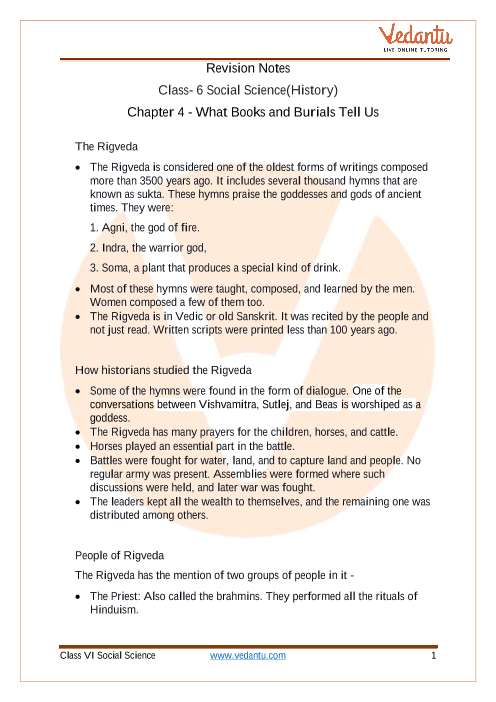 Access Class 6 Social Science(History) Chapter 4 - What Books and Burials Tell Us part-1