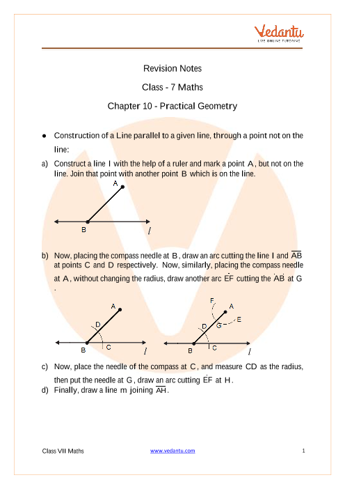CBSE Class 7 Maths Revision Notes Chapter 10 - Practical Geometry part-1