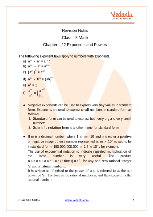 8th class math notes pdf download