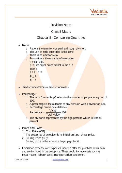 case study for class 8 chapter comparing quantities